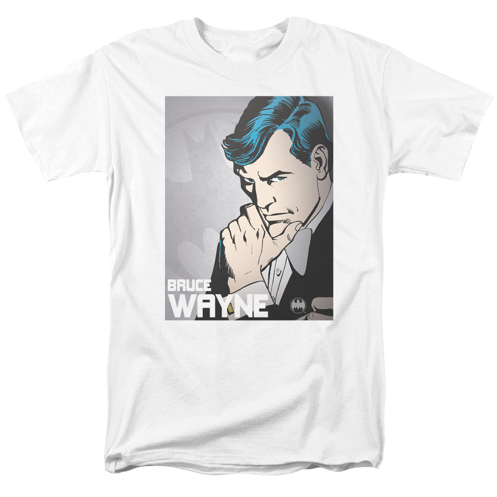AN OFFCIALLY LICENSED DC BRUCE WAYNE MEN'S REGULAR FIT T-SHIRT WHITE