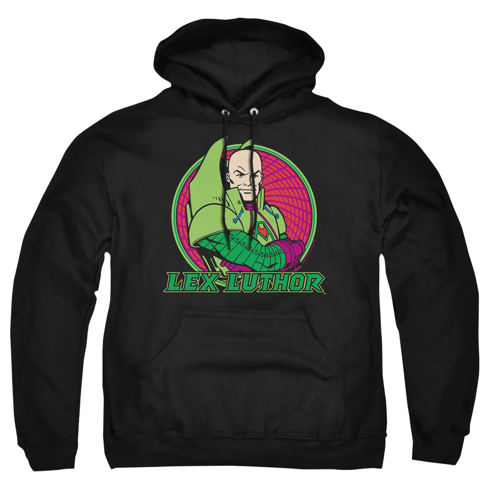 AN OFFCIALLY LICENSED DC LEX LUTHOR ADULT UNISEX PULLOVER HOODIE BLACK