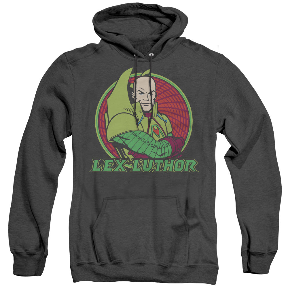 AN OFFCIALLY LICENSED DC LEX LUTHOR ADULT UNISEX HEATHER PULLOVER HOODIE BLACK