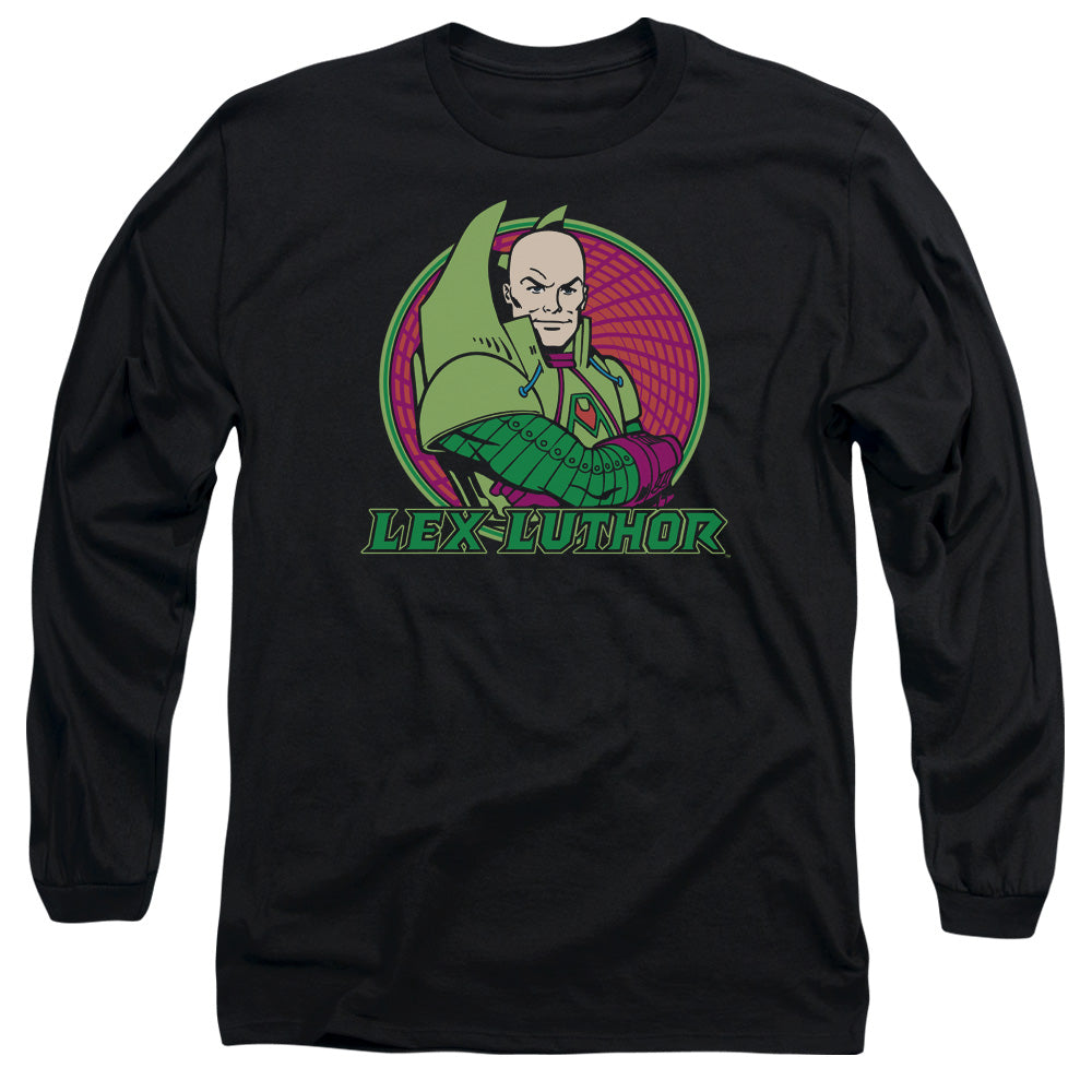 AN OFFCIALLY LICENSED DC LEX LUTHOR MEN'S LONG SLEEVE T-SHIRT BLACK