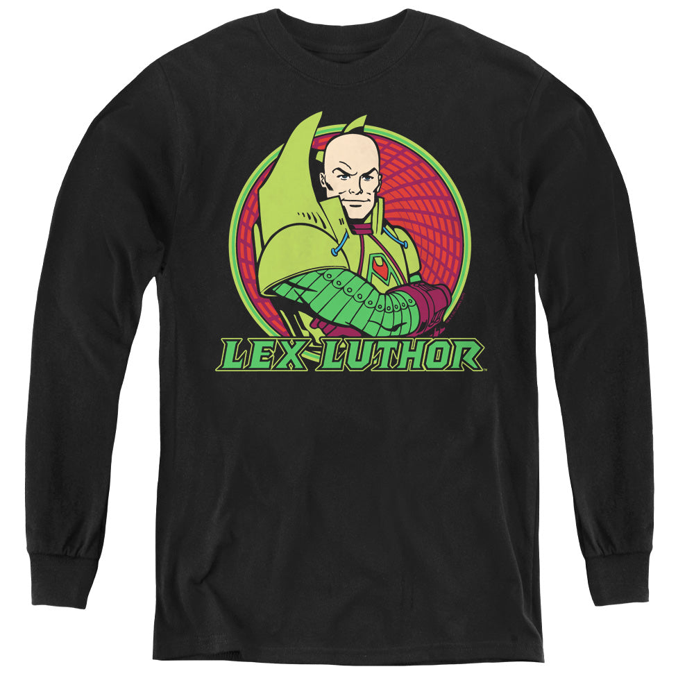 AN OFFCIALLY LICENSED DC LEX LUTHOR YOUTH LONG SLEEVE T-SHIRT BLACK