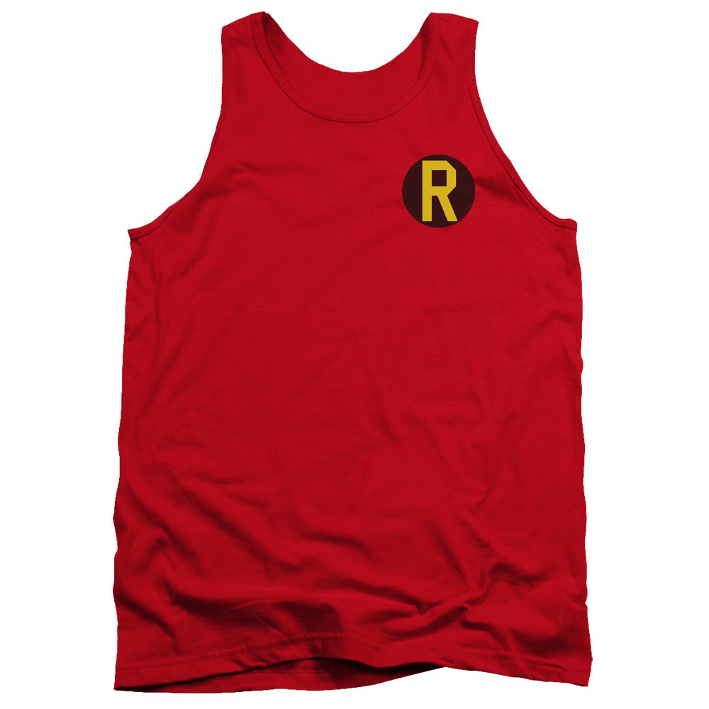 AN OFFCIALLY LICENSED DC ROBIN LOGO ADULT UNISEX TANK TOP RED