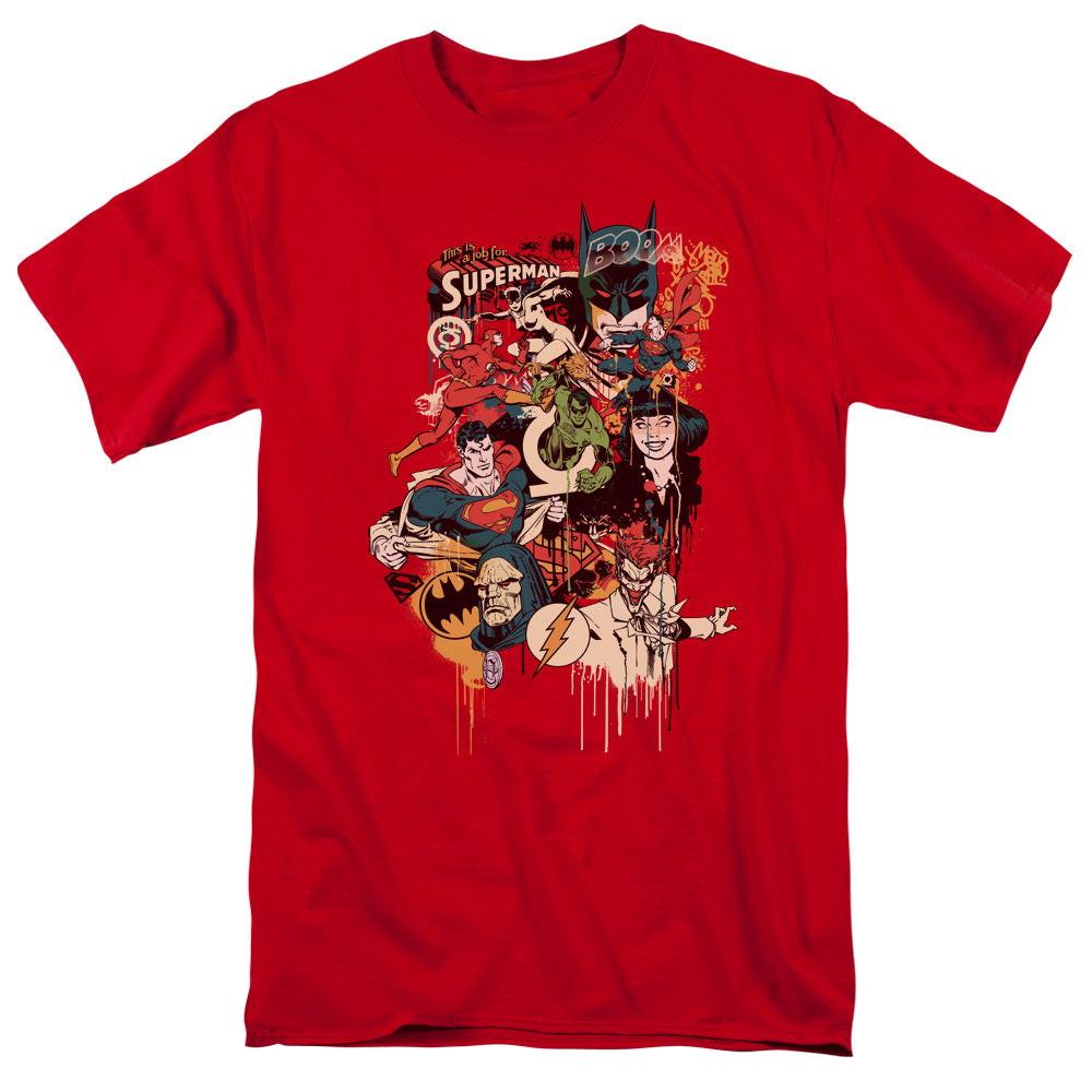 AN OFFCIALLY LICENSED DC DRIPPING CHARACTERS MEN'S REGULAR FIT T-SHIRT RED