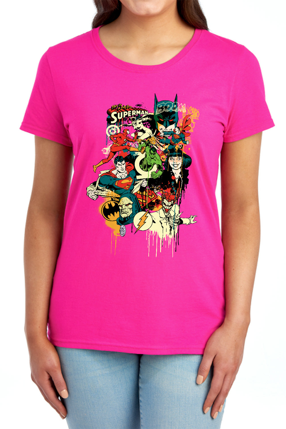 AN OFFCIALLY LICENSED DC DRIPPING CHARACTERS WOMEN'S REGULAR FIT T-SHIRT RED