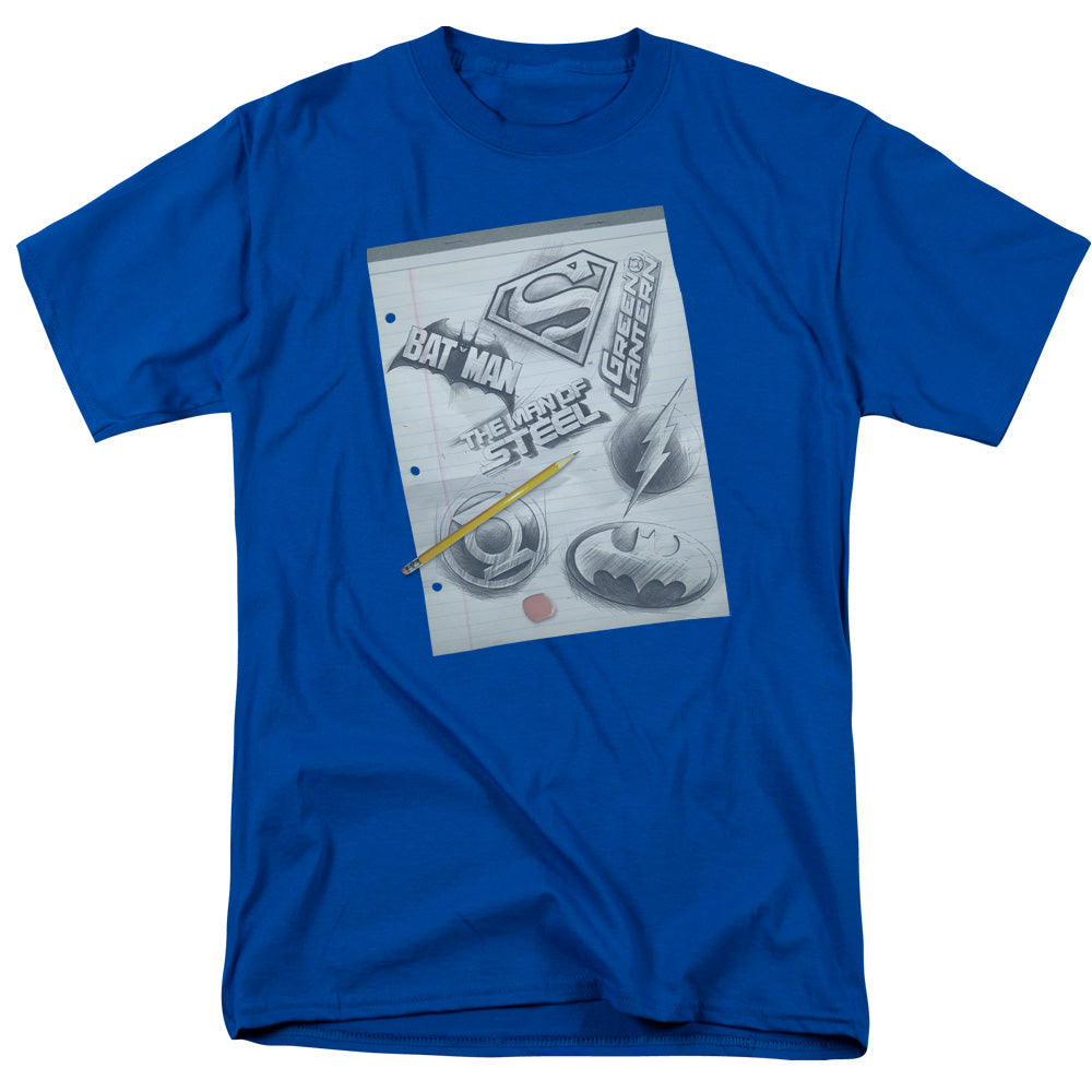 AN OFFCIALLY LICENSED DC LOGO NOTE PAPER MEN'S REGULAR FIT T-SHIRT ROYAL