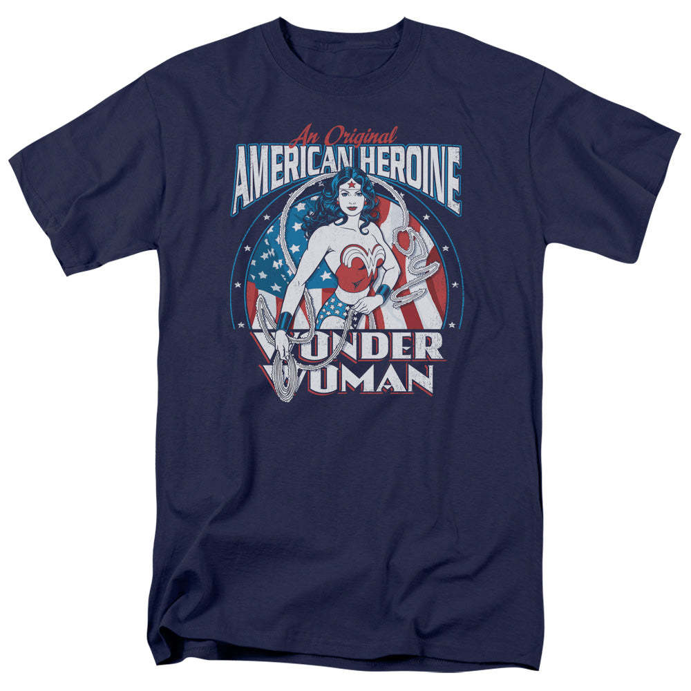 AN OFFCIALLY LICENSED DC AMERICAN HEROINE MEN'S REGULAR FIT T-SHIRT NAVY