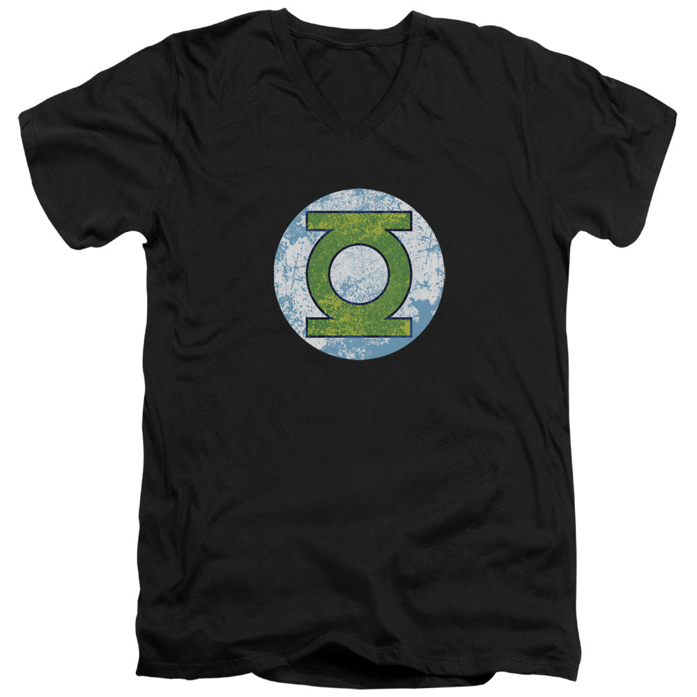 AN OFFCIALLY LICENSED DCO GL NEON DISTRESS LOGO MEN'S V-NECK T-SHIRT BLACK