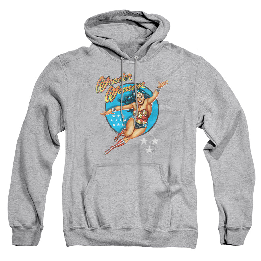 AN OFFCIALLY LICENSED DCO WONDER WOMAN VINTAGE ADULT UNISEX PULLOVER HOODIE ATHLETIC HEATHER
