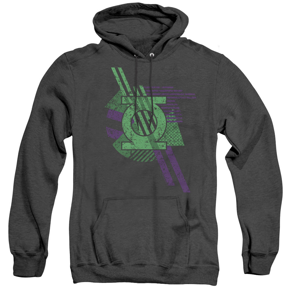 AN OFFCIALLY LICENSED DCO LANTERN SHAPES ADULT UNISEX HEATHER PULLOVER HOODIE BLACK