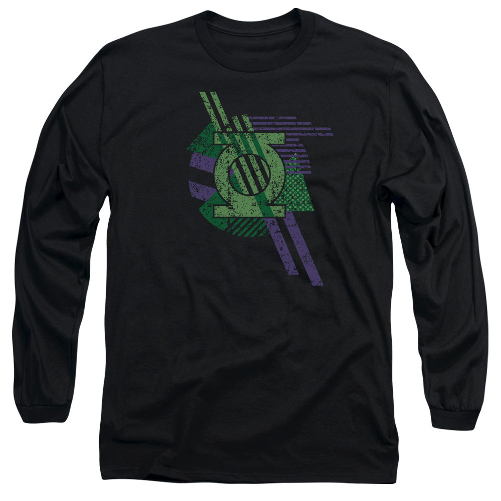 AN OFFCIALLY LICENSED DCO LANTERN SHAPES MEN'S LONG SLEEVE T-SHIRT BLACK