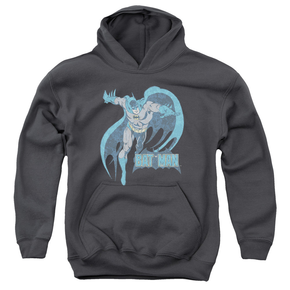 AN OFFCIALLY LICENSED DCO DESATURATED BATMAN YOUTH HOODIE CHARCOAL