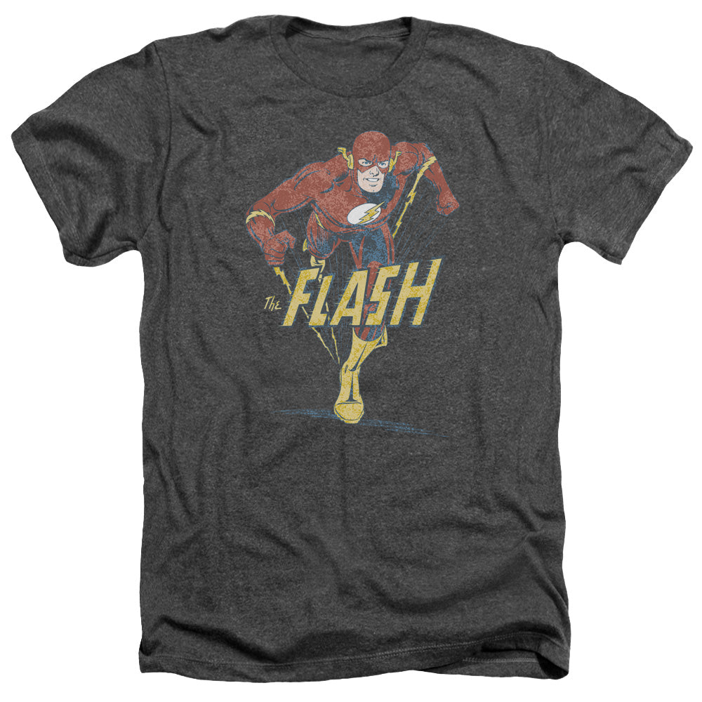 AN OFFCIALLY LICENSED DC FLASH DESATURATED FLASH MEN'S HEATHER T-SHIRT CHARCOAL