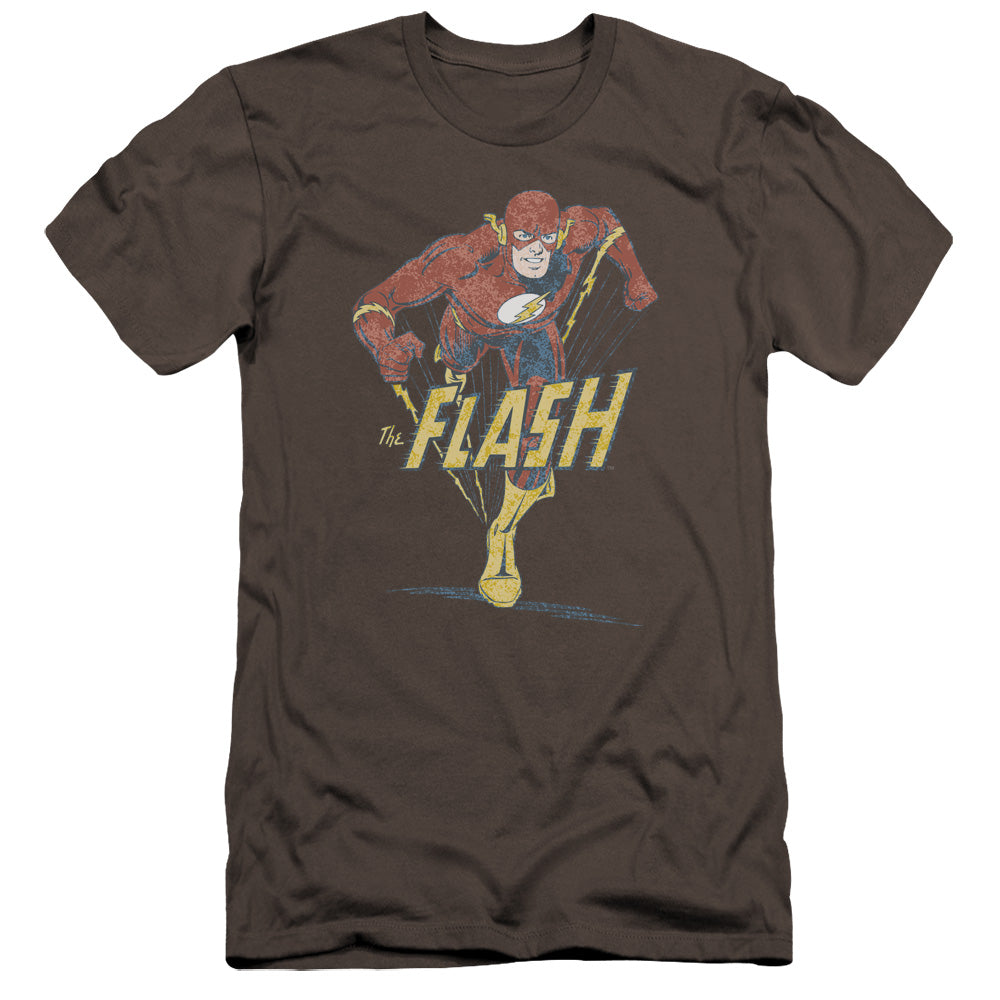 AN OFFCIALLY LICENSED DC FLASH DESATURATED FLASH MEN'S PREMIUM SLIM FIT T-SHIRT CHARCOAL