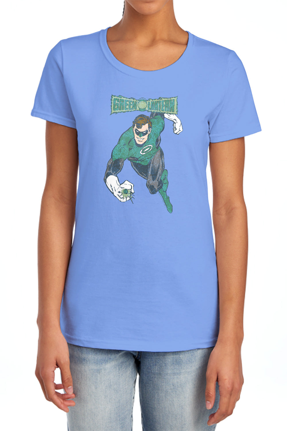 AN OFFCIALLY LICENSED DCO DESATURATED GREEN LANTERN WOMEN'S REGULAR FIT T-SHIRT CHARCOAL
