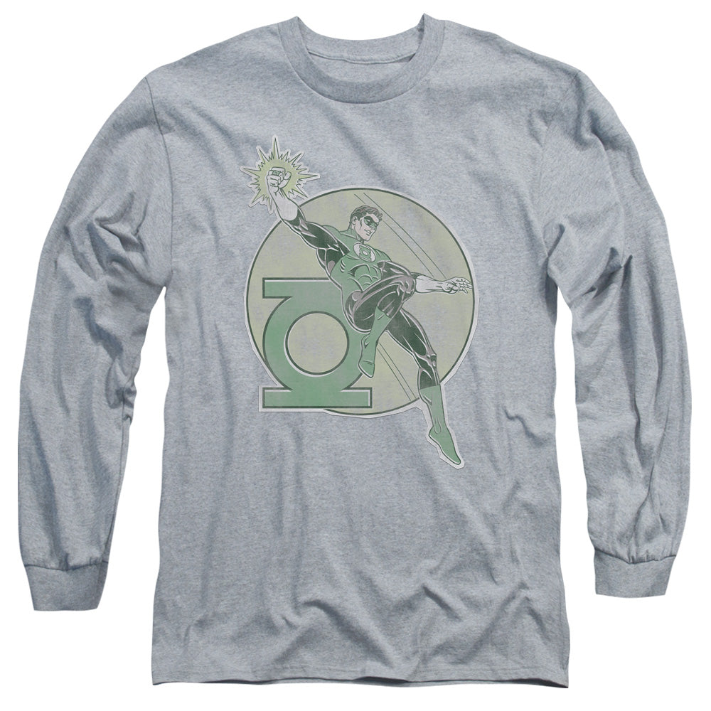 AN OFFCIALLY LICENSED DCO RETRO LANTERN IRON ON MEN'S LONG SLEEVE T-SHIRT ATHLETIC HEATHER