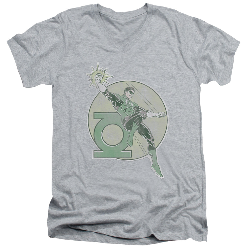 AN OFFCIALLY LICENSED DCO RETRO LANTERN IRON ON MEN'S V-NECK T-SHIRT ATHLETIC HEATHER