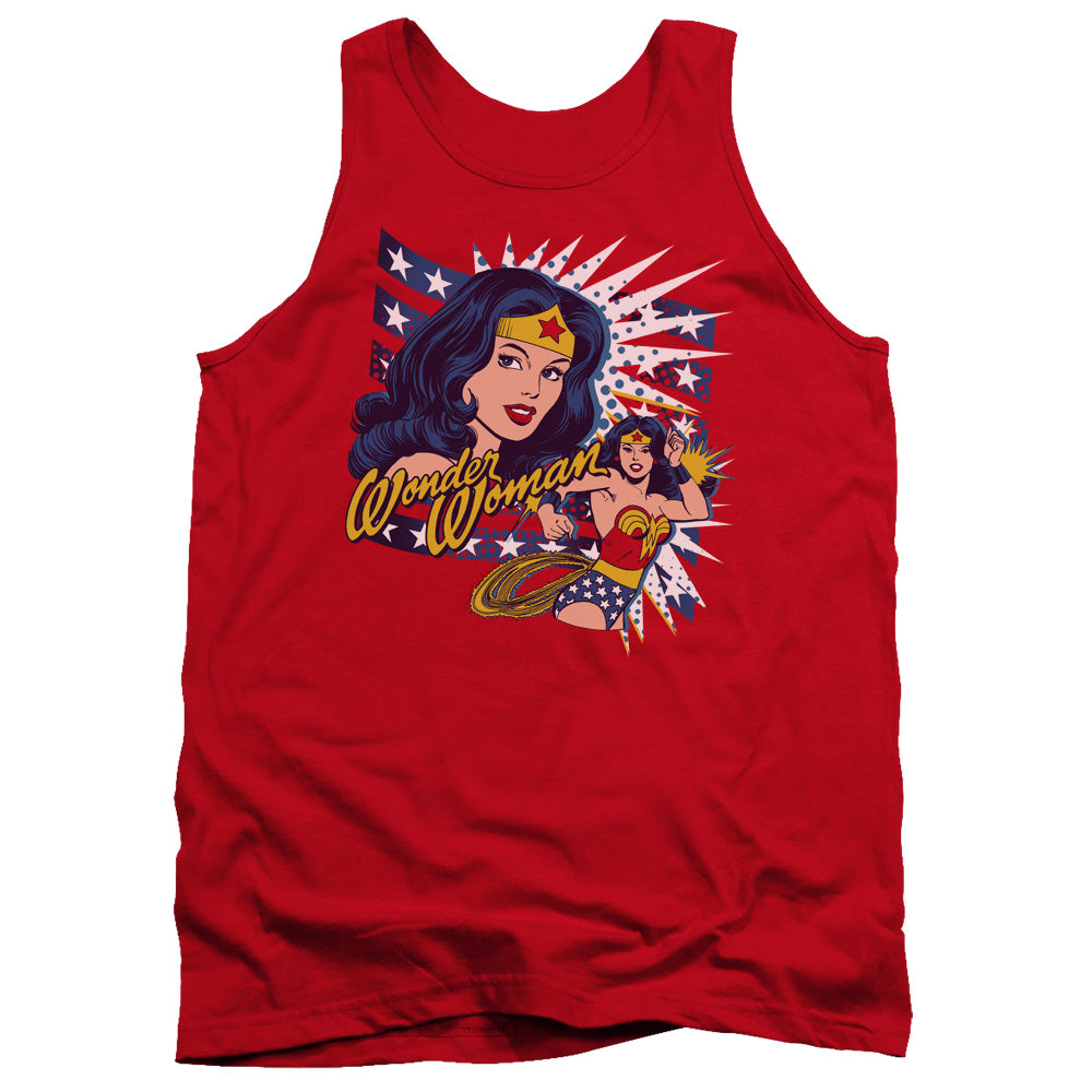 AN OFFCIALLY LICENSED DCO POP ART WONDER ADULT UNISEX TANK TOP RED