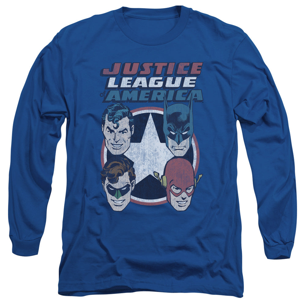 AN OFFCIALLY LICENSED DCO 4 STARS MEN'S LONG SLEEVE T-SHIRT ROYAL