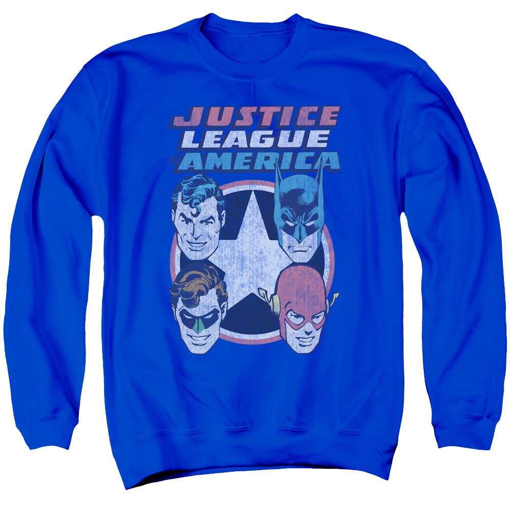 AN OFFCIALLY LICENSED DCO 4 STARS ADULT UNISEX CREWNECK SWEATSHIRT ROYAL