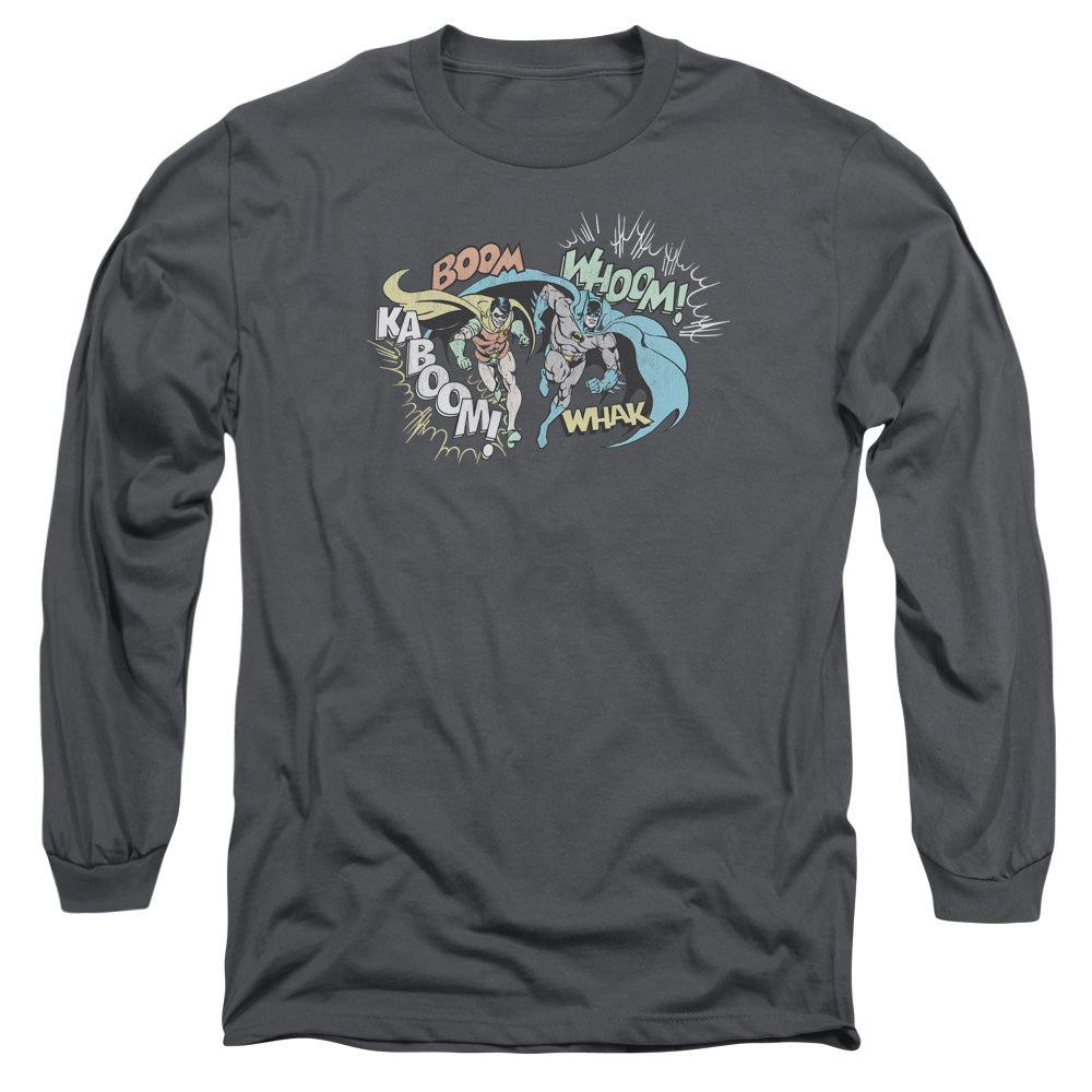 AN OFFCIALLY LICENSED DCO ACTION DUO MEN'S LONG SLEEVE T-SHIRT CHARCOAL