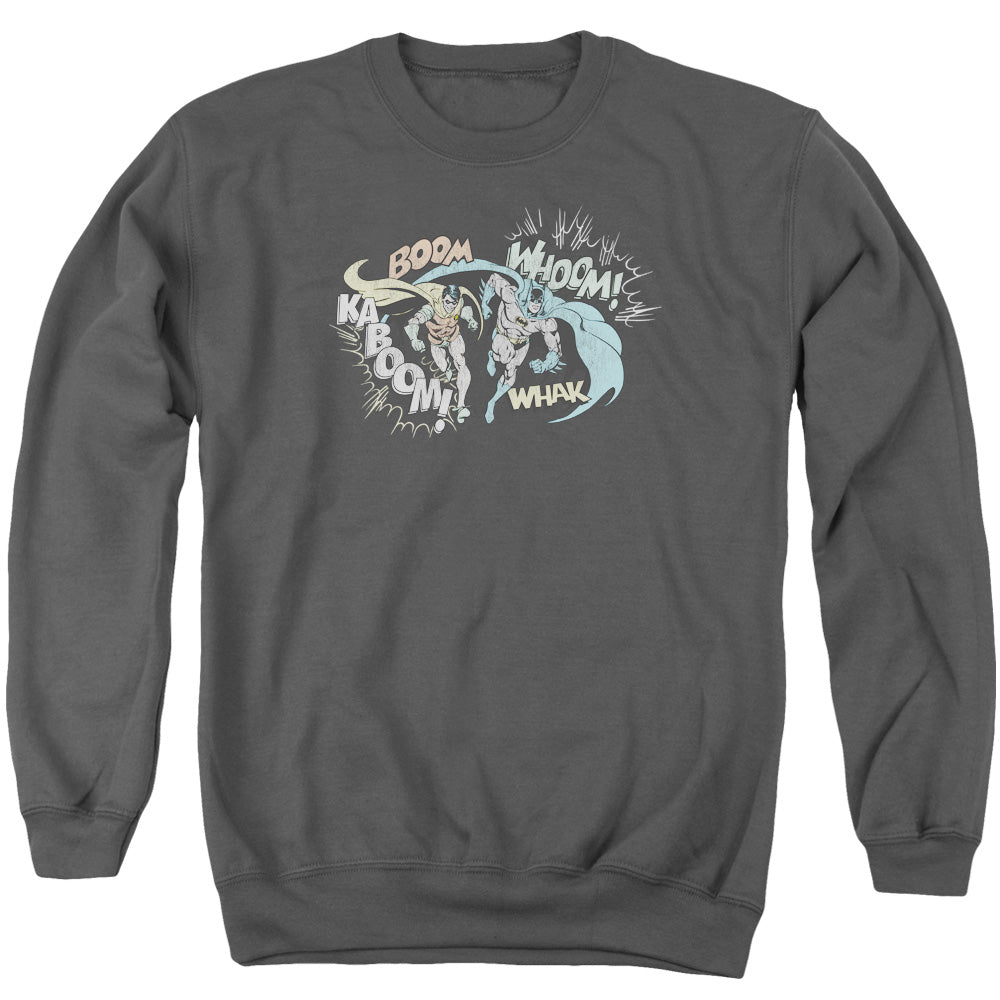 AN OFFCIALLY LICENSED DCO ACTION DUO ADULT UNISEX CREWNECK SWEATSHIRT CHARCOAL