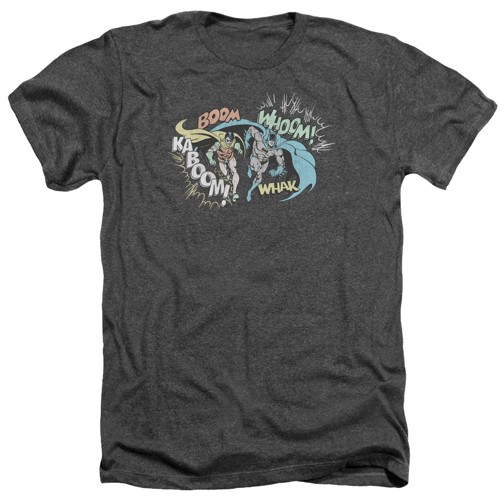 AN OFFCIALLY LICENSED DCO ACTION DUO MEN'S HEATHER T-SHIRT CHARCOAL