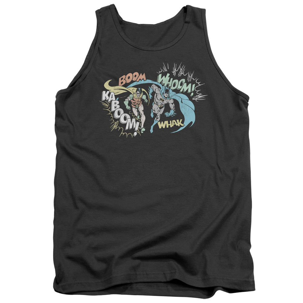 AN OFFCIALLY LICENSED DCO ACTION DUO ADULT UNISEX TANK TOP CHARCOAL