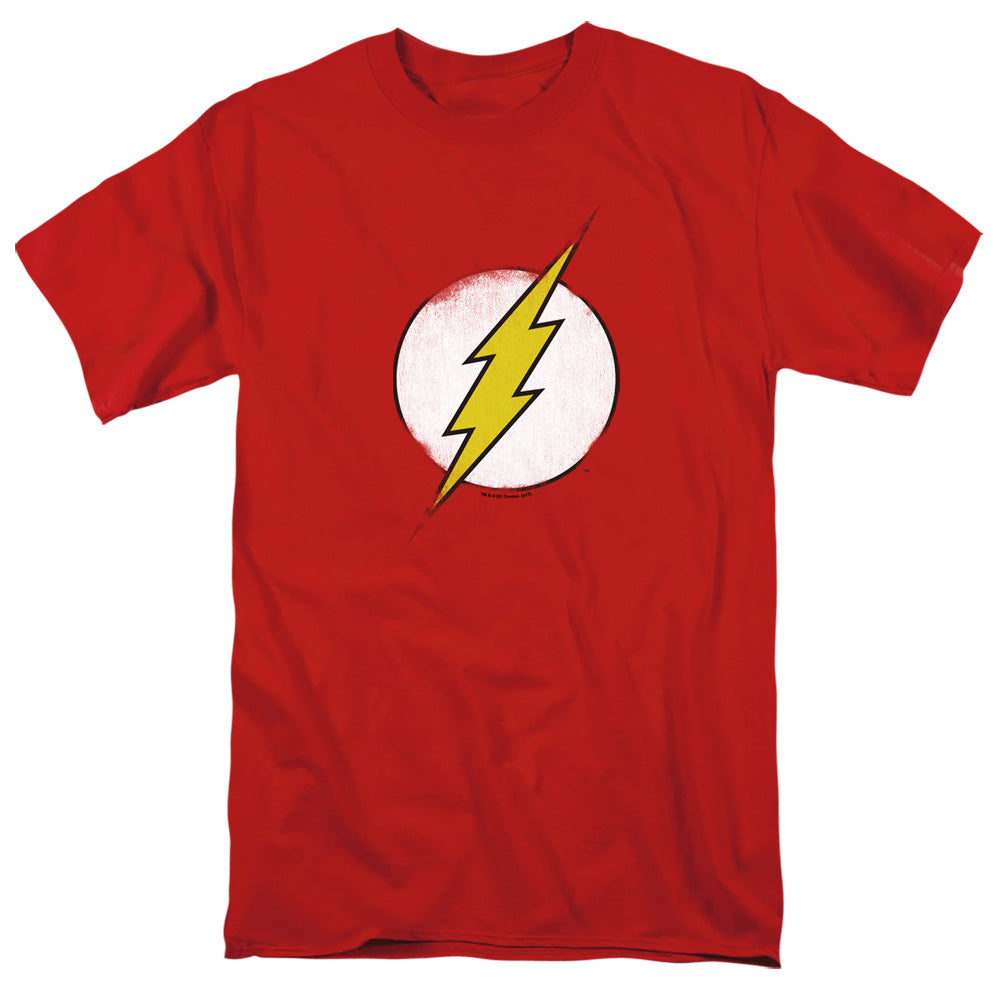 AN OFFCIALLY LICENSED DC FLASH ROUGH FLASH LOGO MEN'S REGULAR FIT T-SHIRT RED