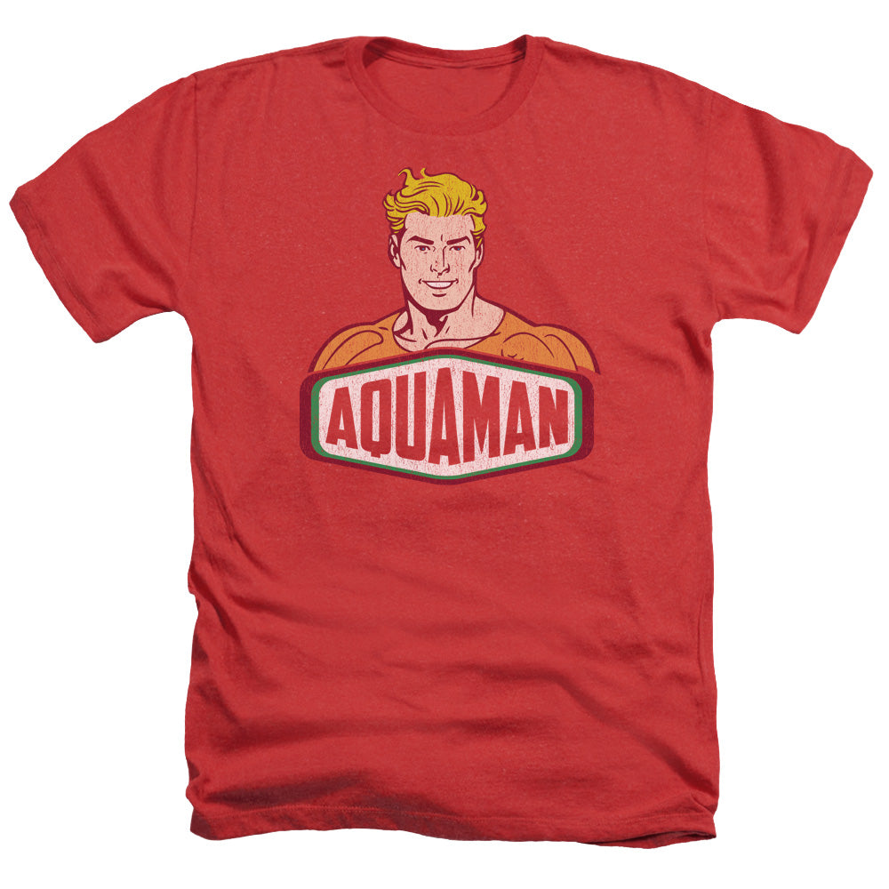 AN OFFCIALLY LICENSED DCO AQUAMAN SIGN MEN'S HEATHER T-SHIRT RED