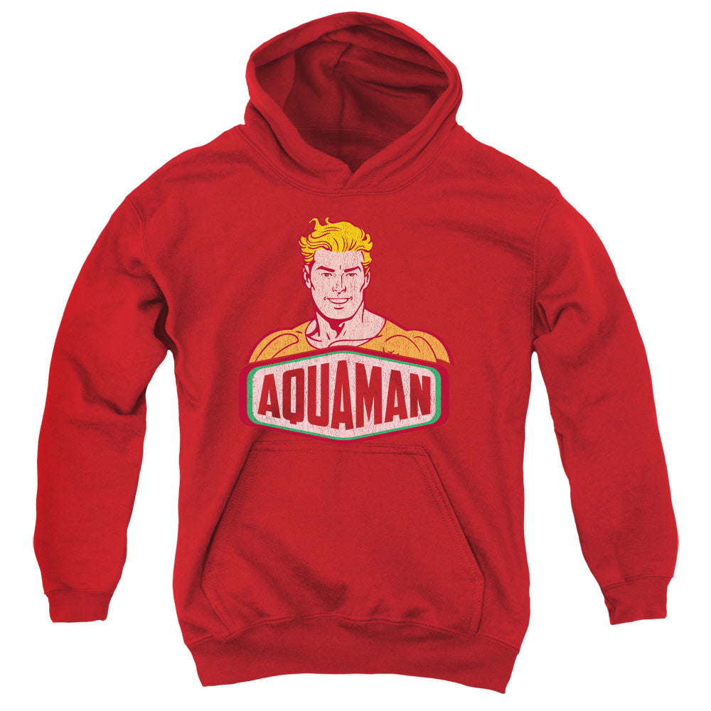 AN OFFCIALLY LICENSED DCO AQUAMAN SIGN YOUTH HOODIE RED
