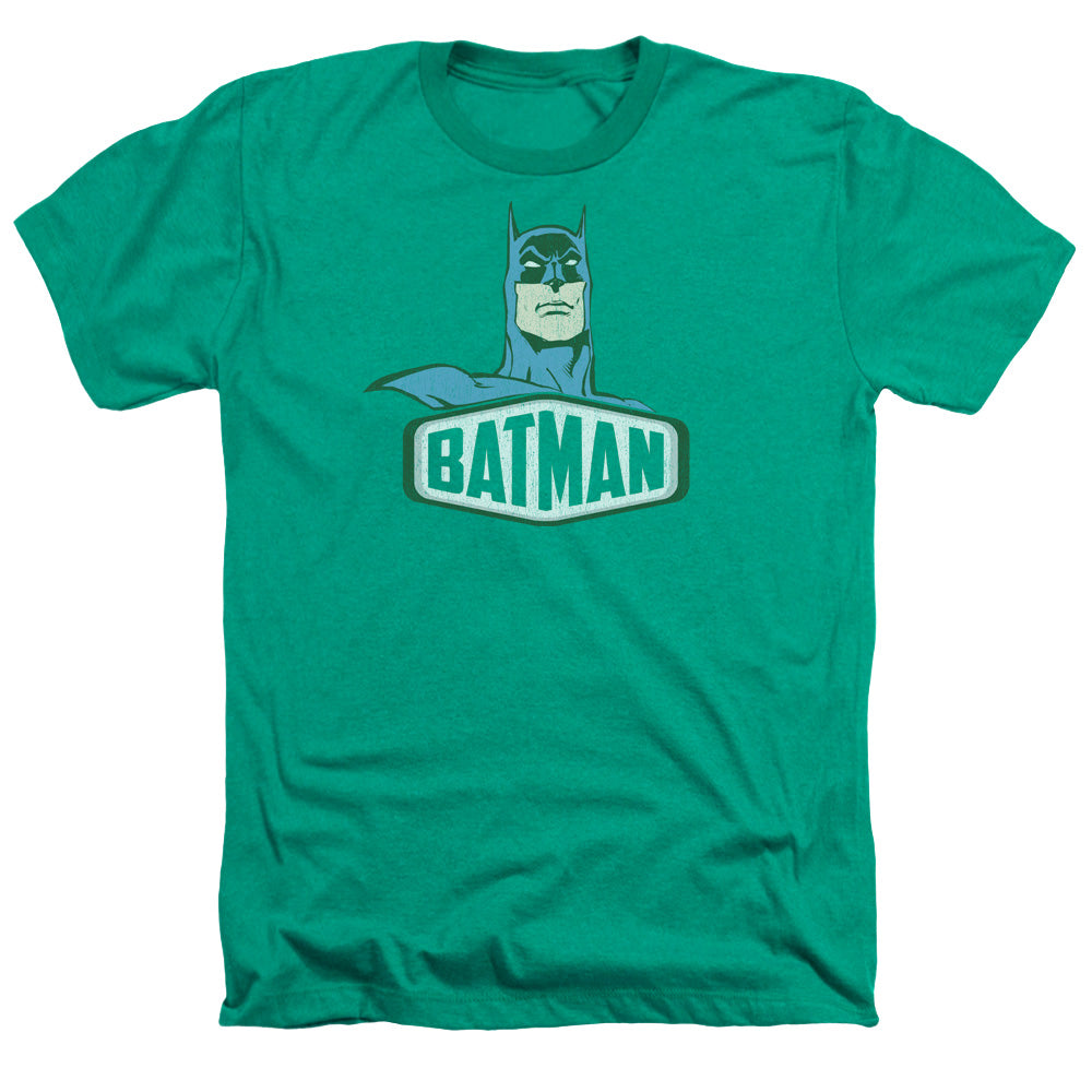 AN OFFCIALLY LICENSED DCO BATMAN SIGN MEN'S HEATHER T-SHIRT KELLY GREEN