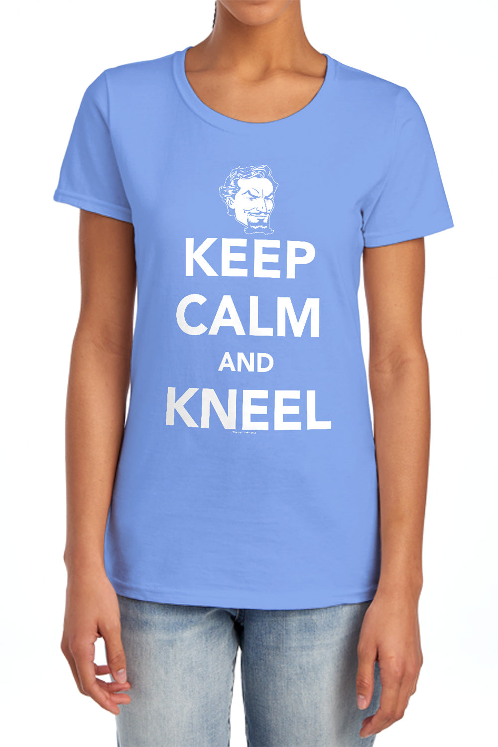 AN OFFCIALLY LICENSED DC KEEP CALM AND KNEEL WOMEN'S REGULAR FIT T-SHIRT CHARCOAL