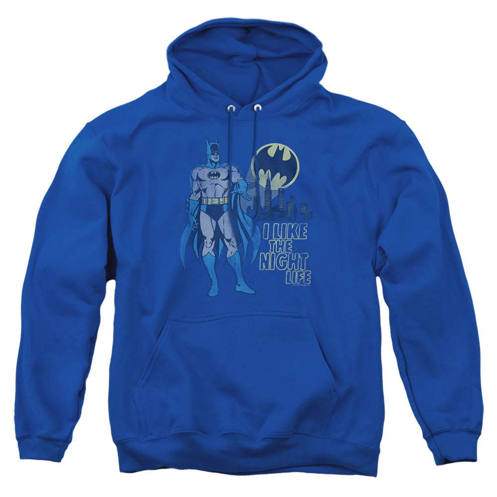 AN OFFCIALLY LICENSED DC NIGHT LIFE ADULT UNISEX PULLOVER HOODIE ROYAL