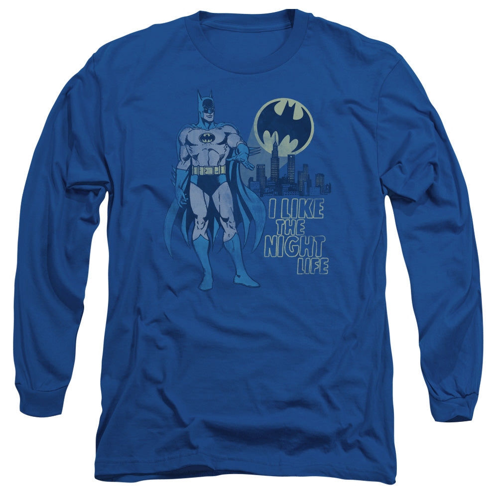 AN OFFCIALLY LICENSED DC NIGHT LIFE MEN'S LONG SLEEVE T-SHIRT ROYAL
