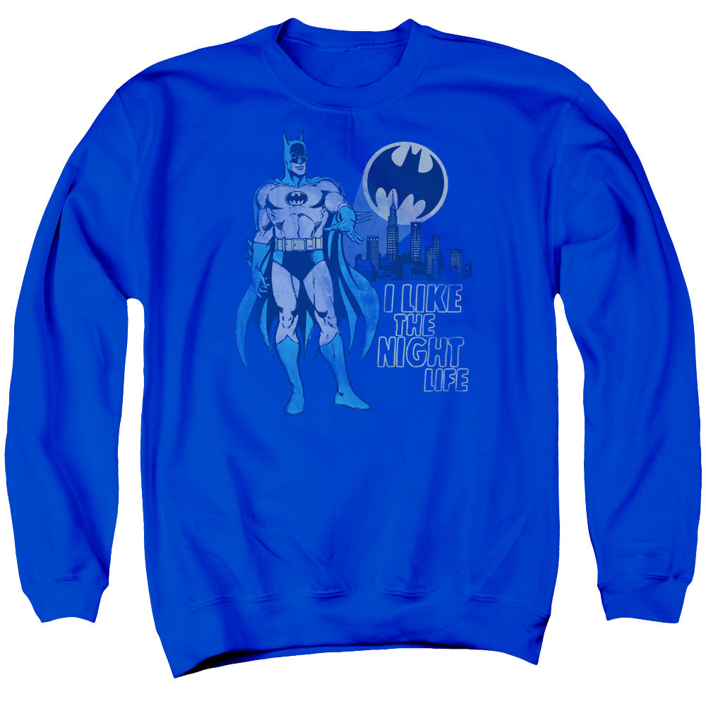 AN OFFCIALLY LICENSED DC NIGHT LIFE ADULT UNISEX CREWNECK SWEATSHIRT ROYAL
