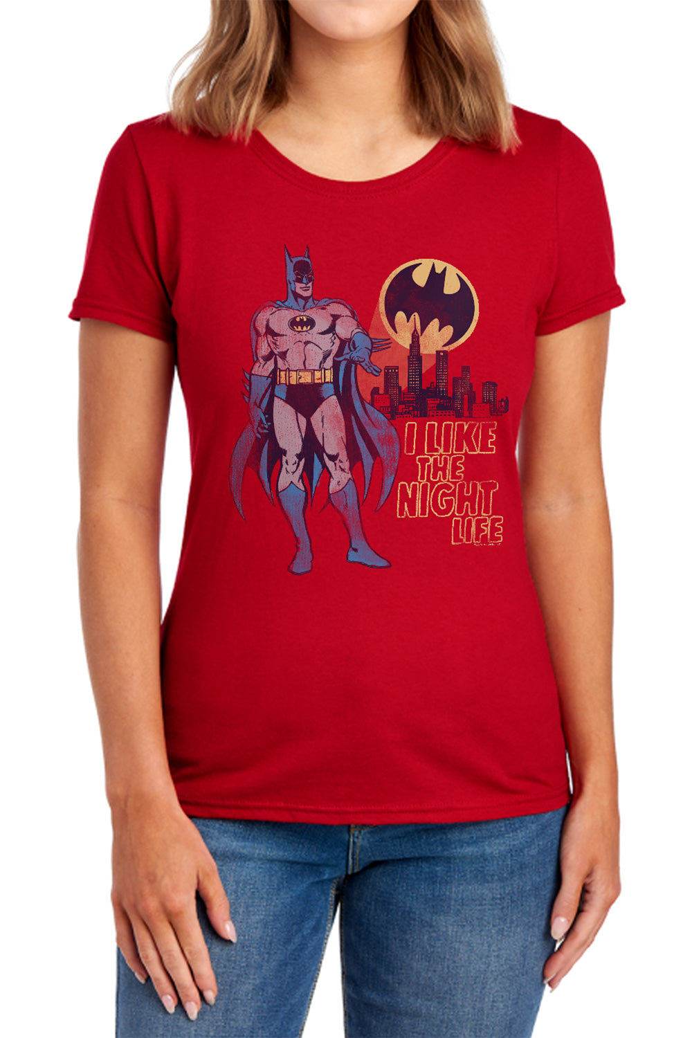 AN OFFCIALLY LICENSED DC NIGHT LIFE WOMEN'S REGULAR FIT T-SHIRT ROYAL