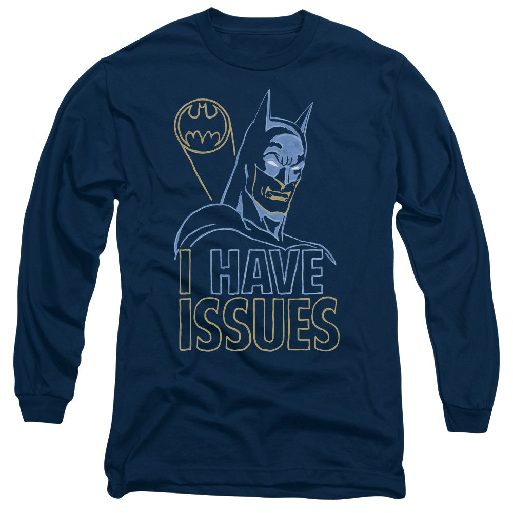 AN OFFCIALLY LICENSED DC ISSUES MEN'S LONG SLEEVE T-SHIRT NAVY