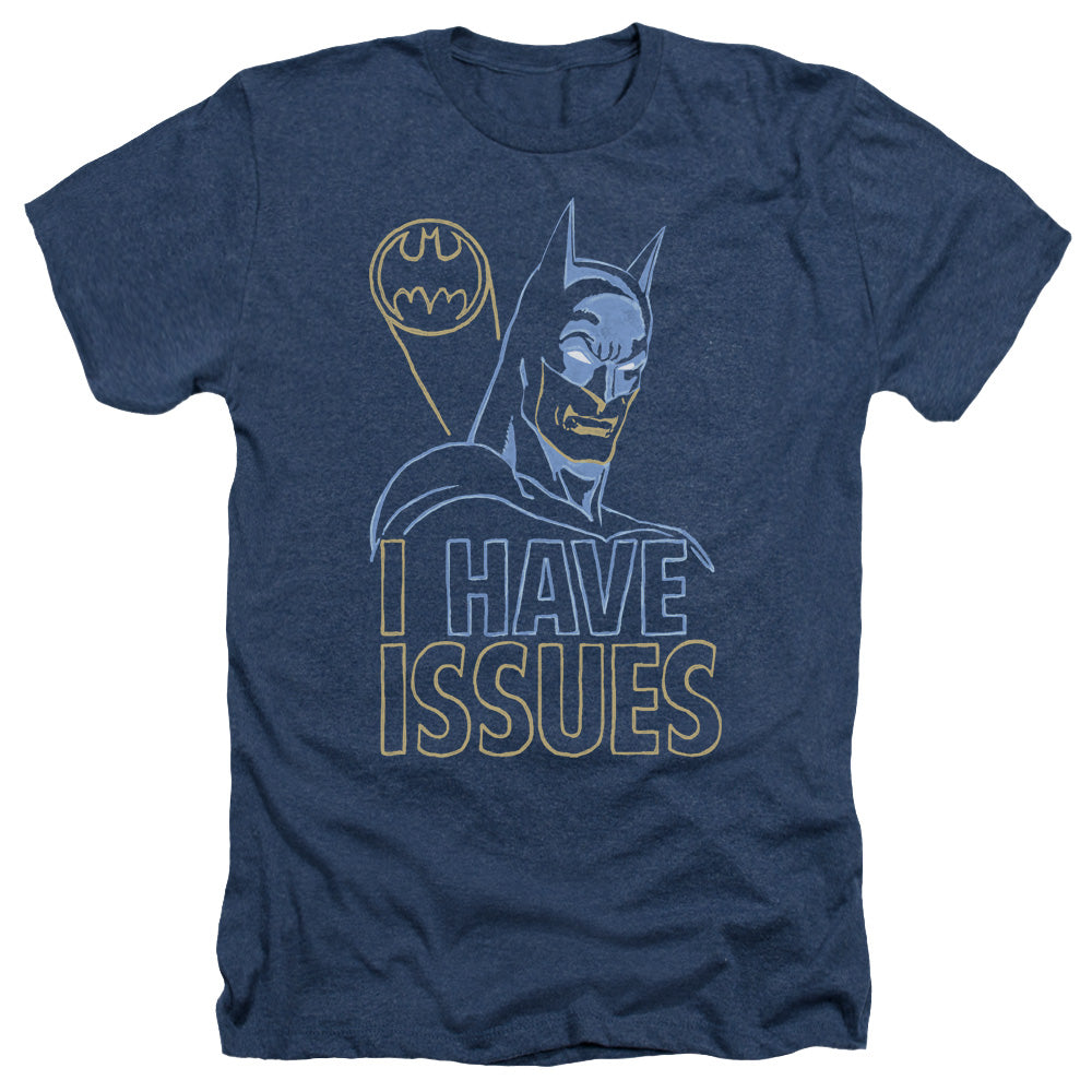 AN OFFCIALLY LICENSED DC ISSUES MEN'S HEATHER T-SHIRT NAVY