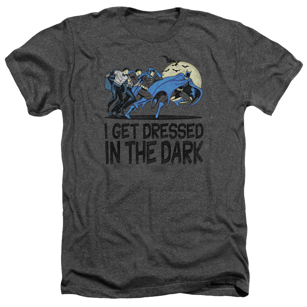 AN OFFCIALLY LICENSED DC GET DRESSED MEN'S HEATHER T-SHIRT CHARCOAL