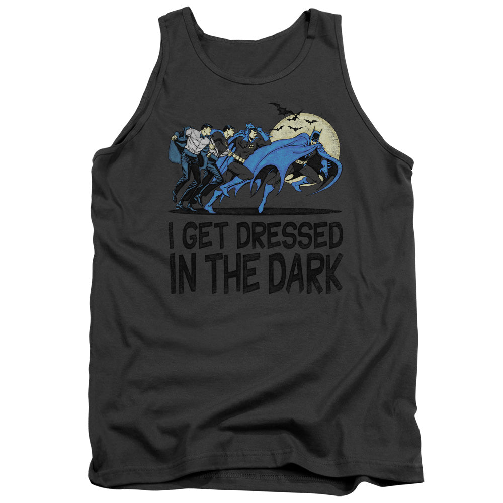 AN OFFCIALLY LICENSED DC GET DRESSED ADULT UNISEX TANK TOP CHARCOAL