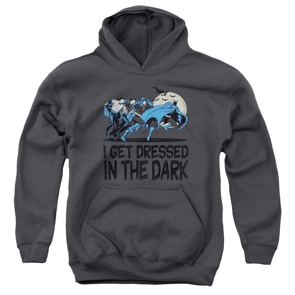 AN OFFCIALLY LICENSED DC GET DRESSED YOUTH HOODIE CHARCOAL