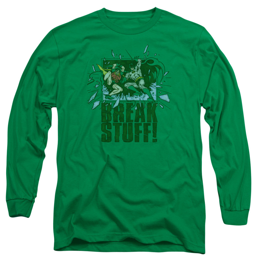 AN OFFCIALLY LICENSED DC BREAK STUFF MEN'S LONG SLEEVE T-SHIRT KELLY GREEN