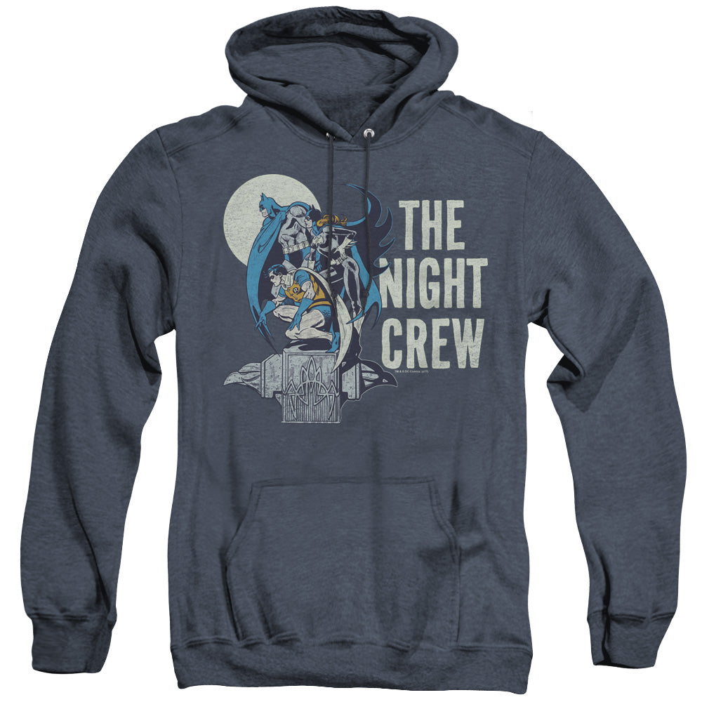AN OFFCIALLY LICENSED DC NIGHT CREW ADULT UNISEX HEATHER PULLOVER HOODIE NAVY