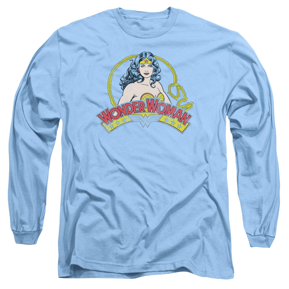 AN OFFCIALLY LICENSED DC VINTAGE WOMAN MEN'S LONG SLEEVE T-SHIRT CAROLINA BLUE