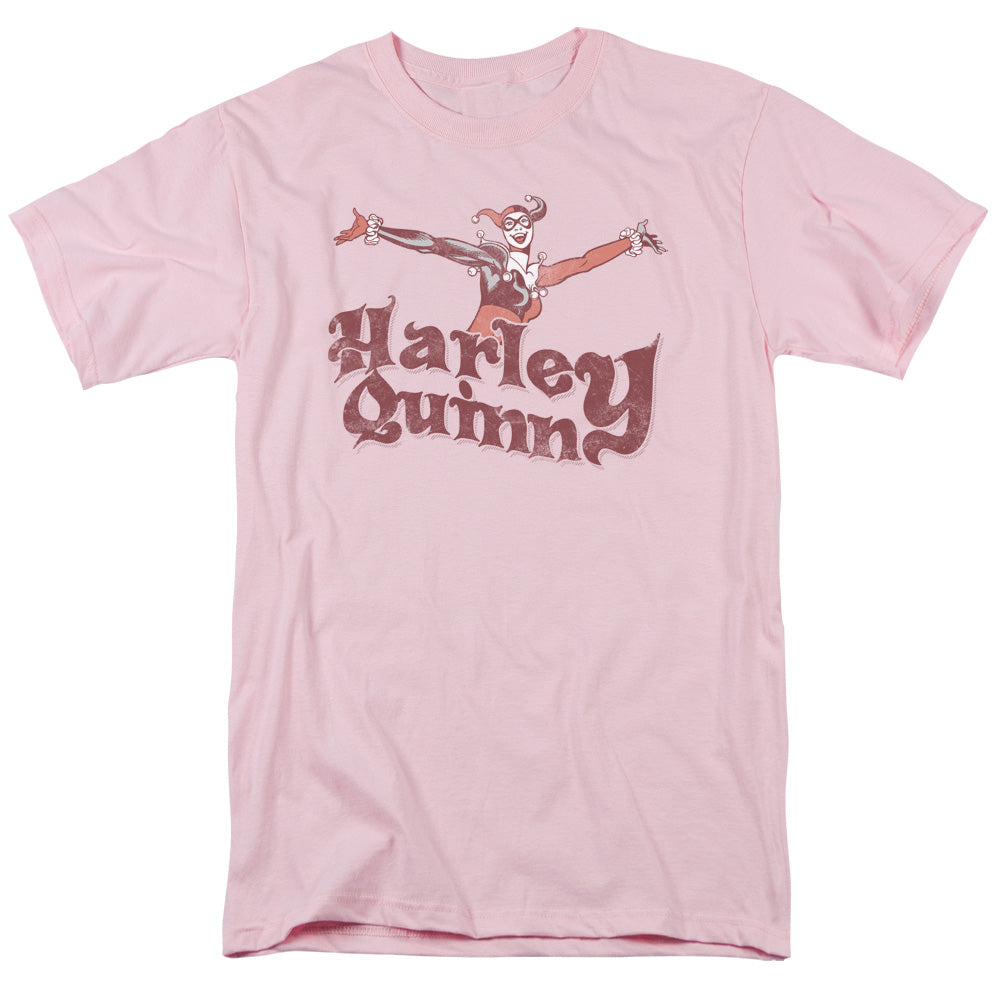AN OFFCIALLY LICENSED DC HARLEY HOP VINTAGE MEN'S REGULAR FIT T-SHIRT PINK