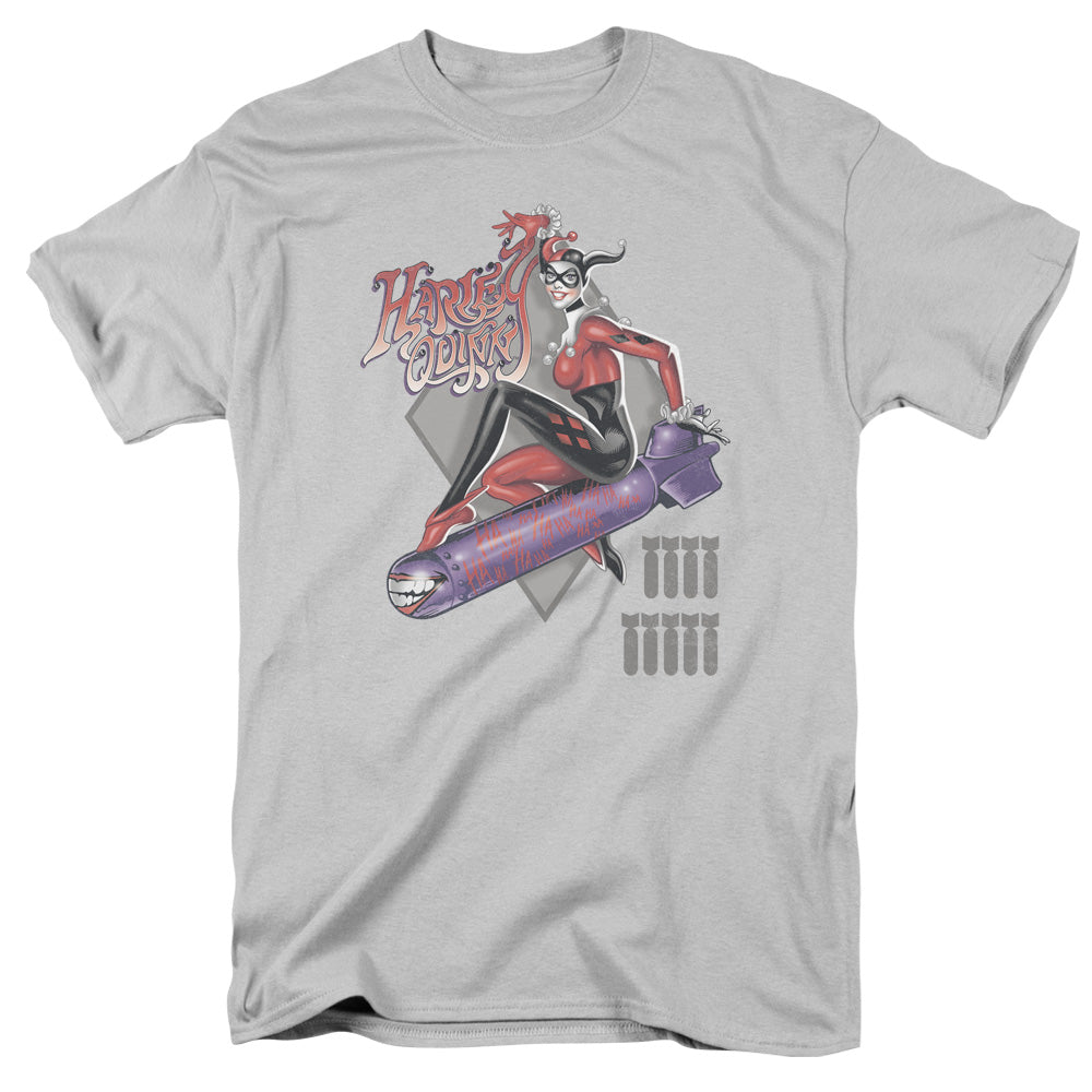 AN OFFCIALLY LICENSED DC HARLEYS THE BOMB MEN'S REGULAR FIT T-SHIRT SILVER