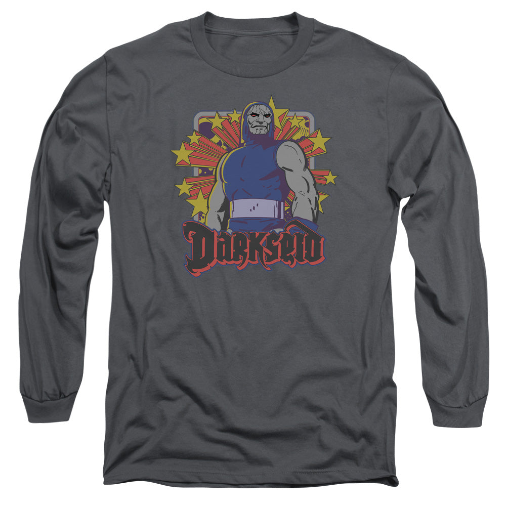 AN OFFCIALLY LICENSED DC DARKSEID STARS MEN'S LONG SLEEVE T-SHIRT CHARCOAL