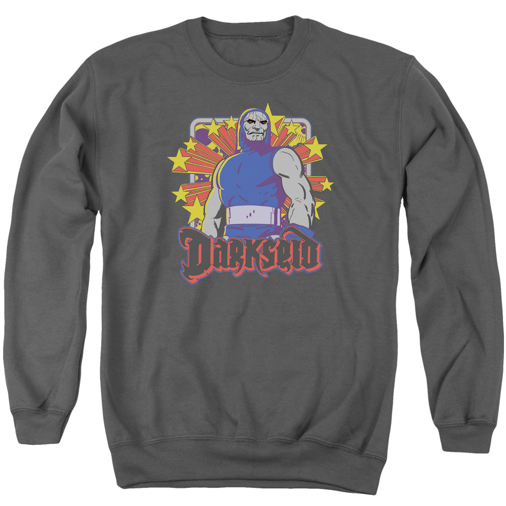AN OFFCIALLY LICENSED DC DARKSEID STARS ADULT UNISEX CREWNECK SWEATSHIRT CHARCOAL