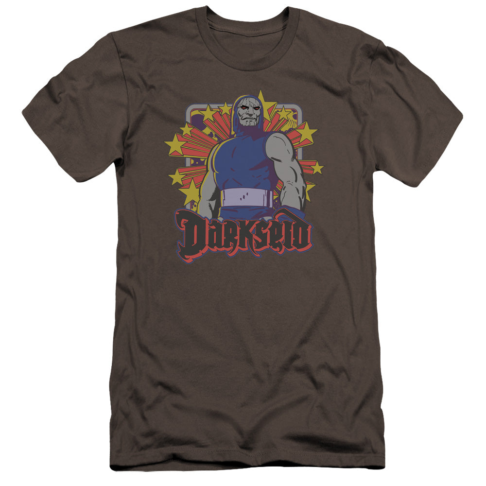 AN OFFCIALLY LICENSED DC DARKSEID STARS MEN'S PREMIUM SLIM FIT T-SHIRT CHARCOAL