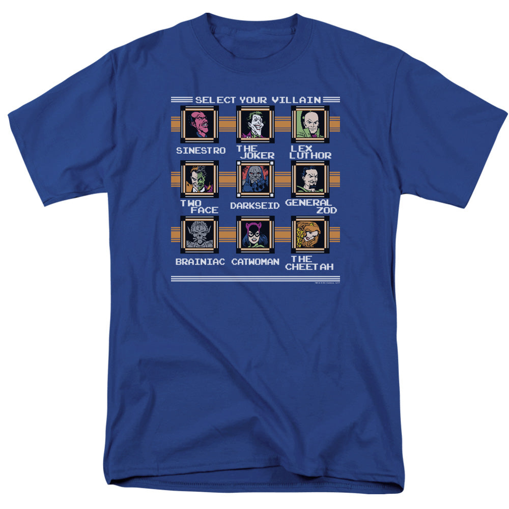 AN OFFCIALLY LICENSED DC STAGE SELECT MEN'S REGULAR FIT T-SHIRT ROYAL